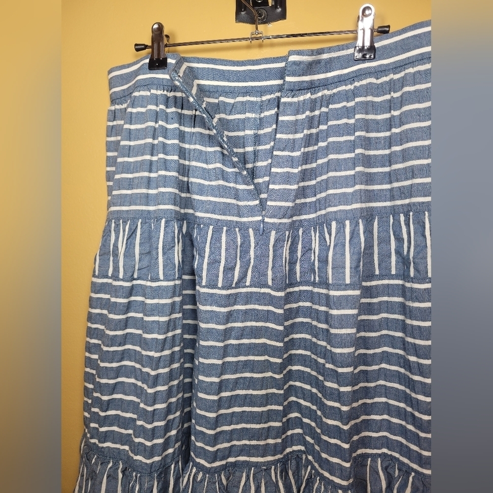 Sold! Lauren Ralph Lauren Linen Blend Striped Tiered Midi Skirt sz 6 - Picture 5 of 9